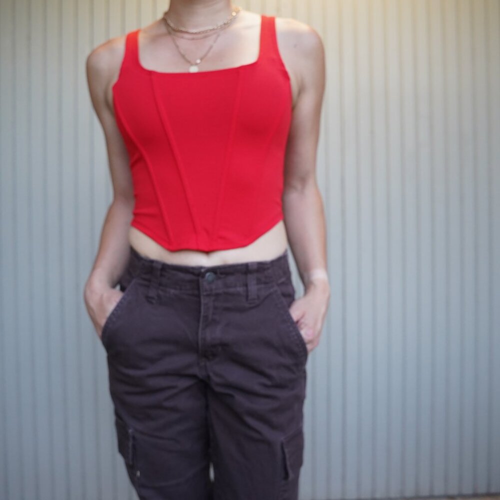 Red Corset - Style Crop Top S